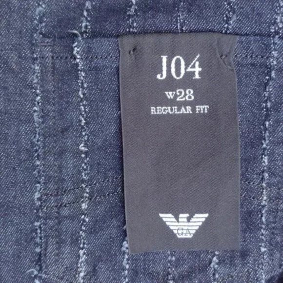 Emporio Armani JO4 Striped Needle Punched Denim Jeans Blue Regular Fit Sz 28 - Picture 9 of 13